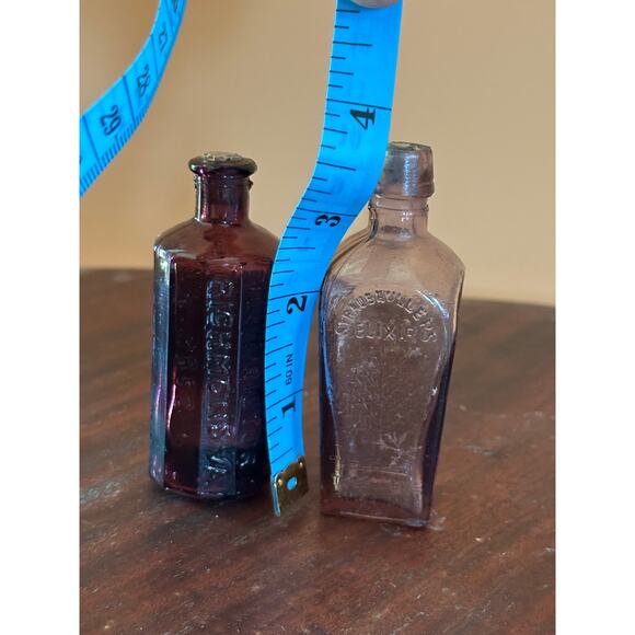 2 Vintage Miniature Purple Elixir and Medicine Bottles - Picture 5 of 11